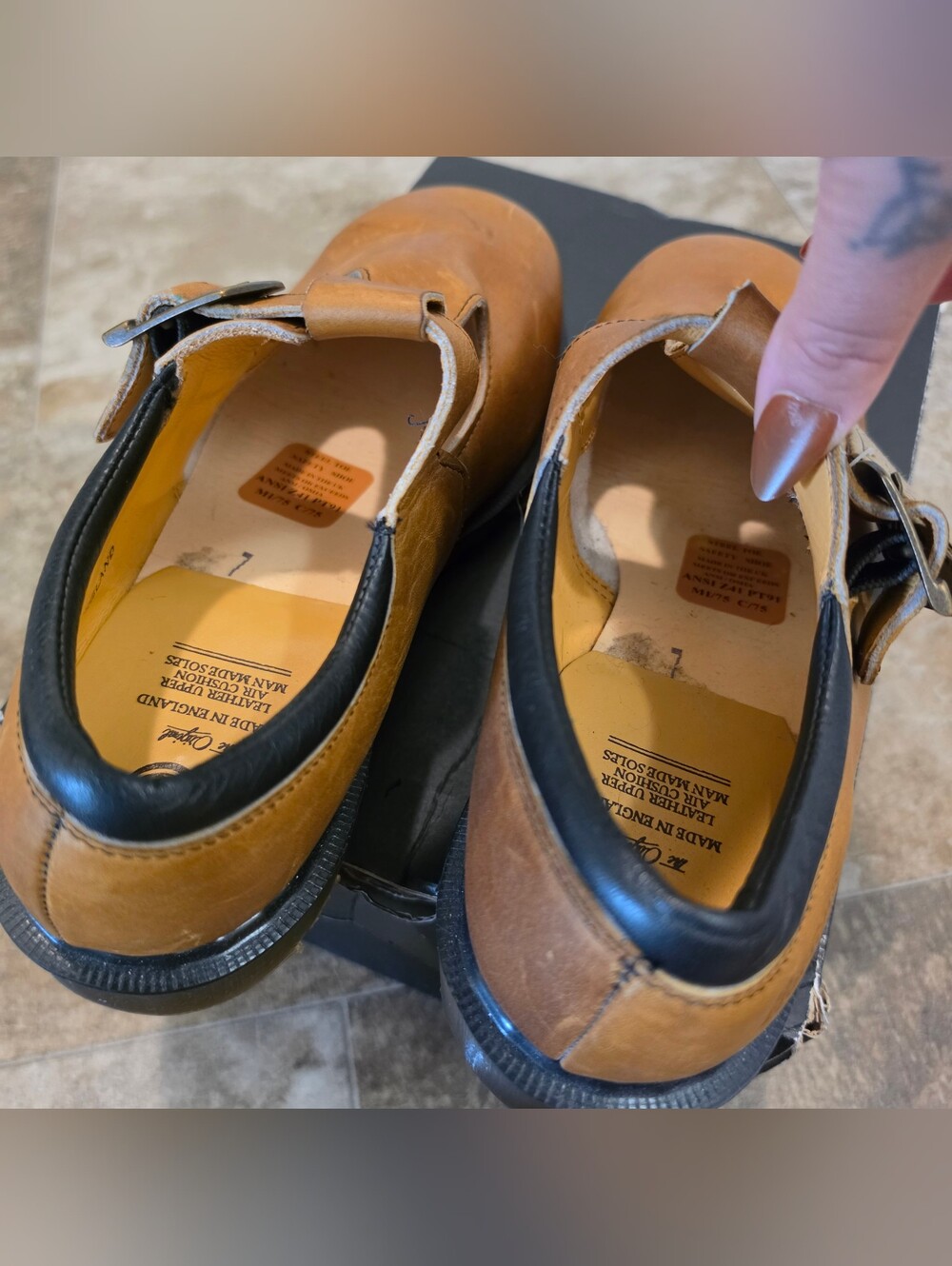 Vintage Dr. Martens Made in England Steel Toe Mary Jane Shoes - UK 7 / US 9 - Picture 7 of 9